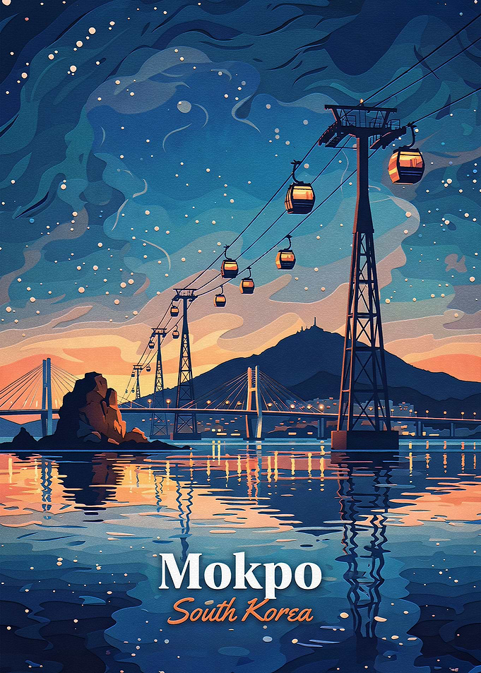 Mokpo South Korea Travel Poster