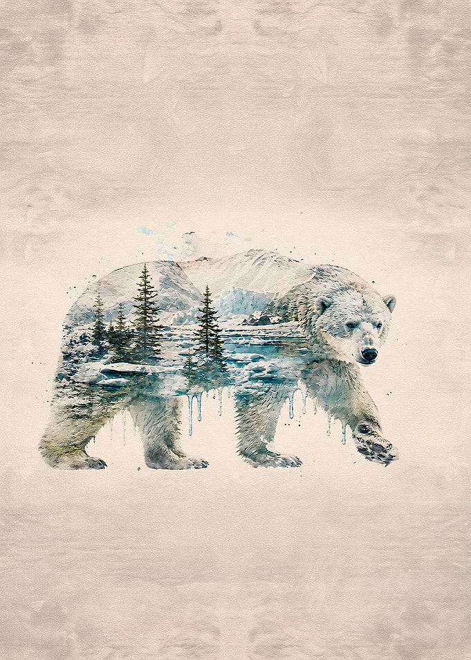 Double Exposure Polar Bear Landscape