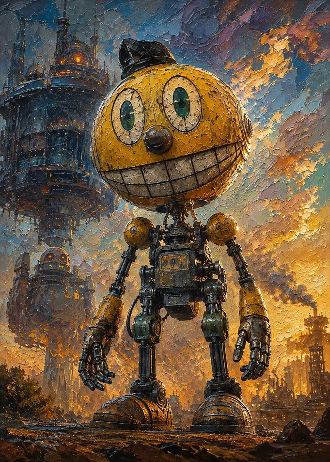Steampunk Robot with Yellow Head