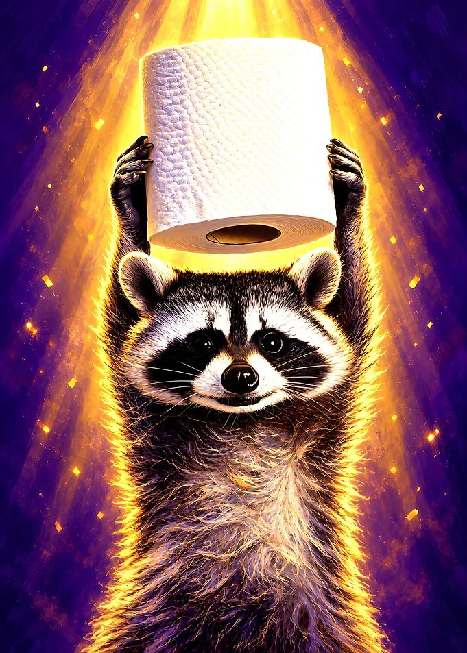 Raccoon Holding Toilet Paper Roll