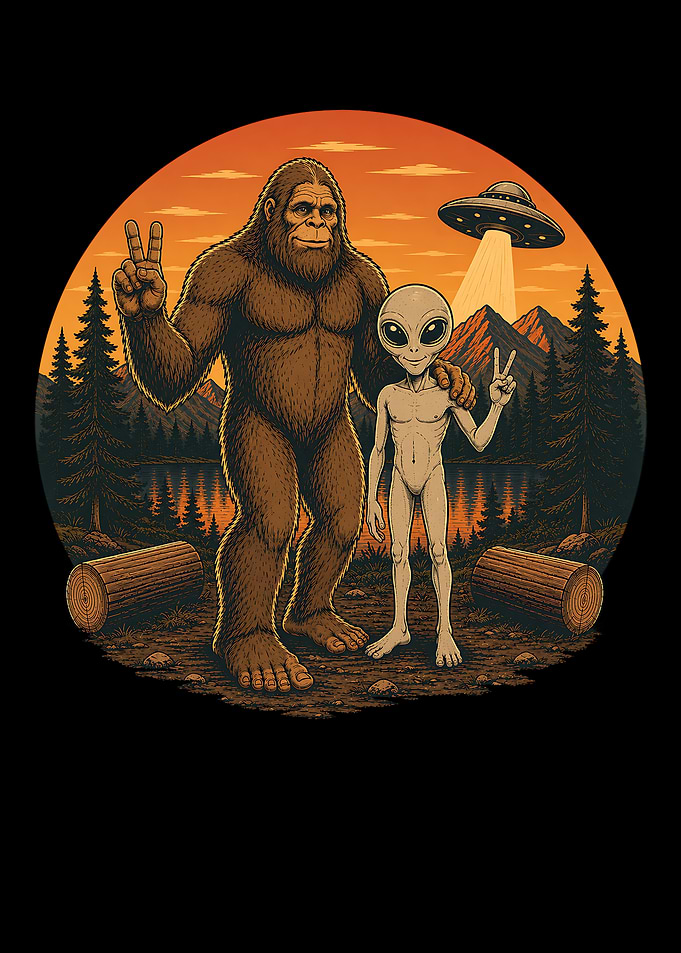 Bigfoot and Alien Best Friends