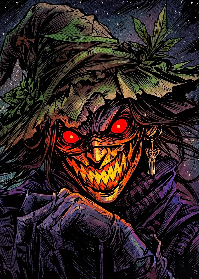 Sinister Scarecrow Witch Illustration