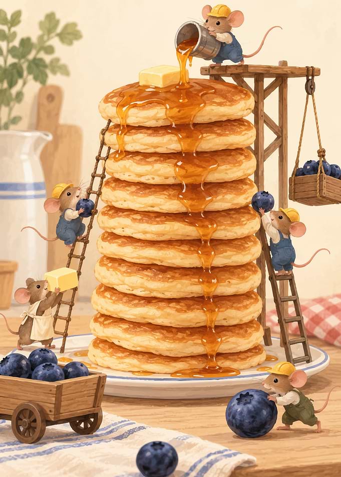 Mice Building a Pancake Tower