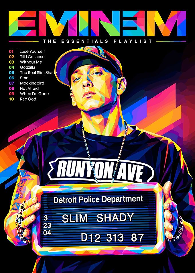 Eminem Essentials Playlist Pop Art Poster