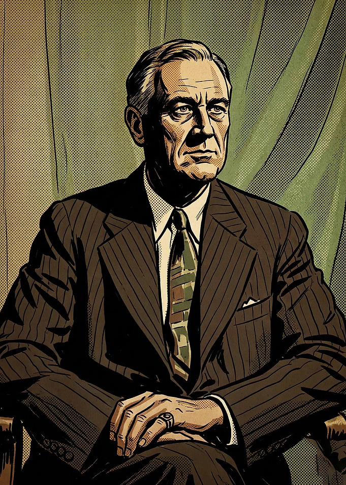 Vintage Portrait of Franklin D. Roosevelt