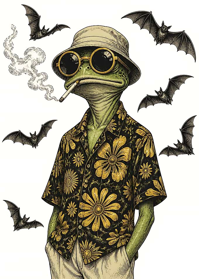 Cool Frog in Floral Shirt