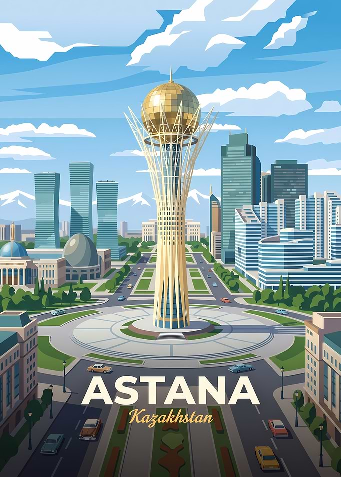 Astana Kazakhstan Travel Poster