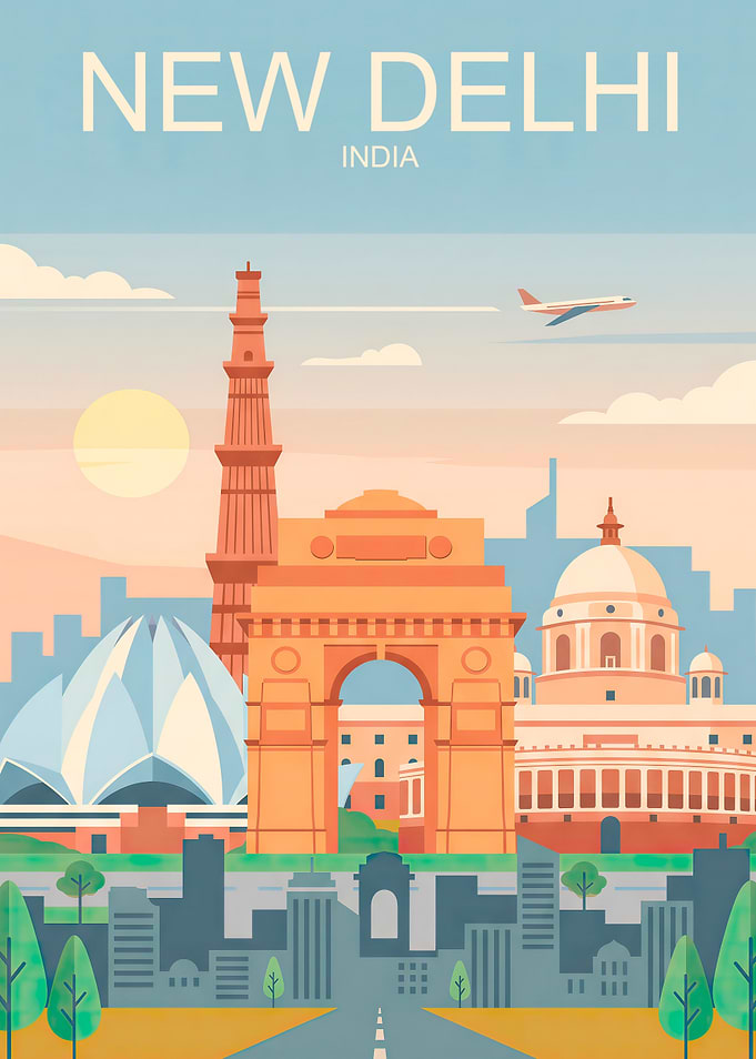 New Delhi India Travel Poster