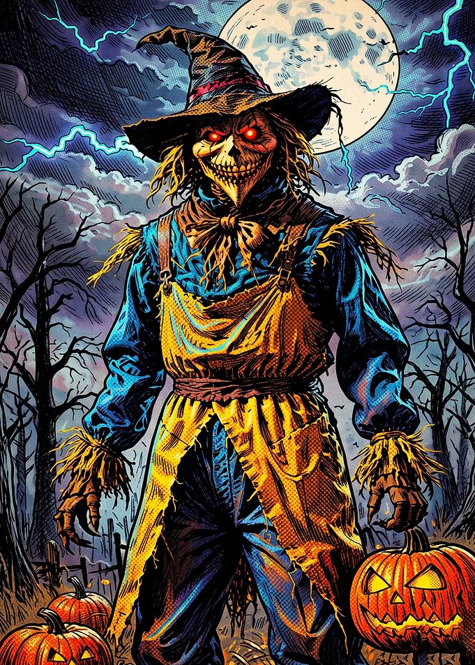 Sinister Scarecrow Halloween Comic Art