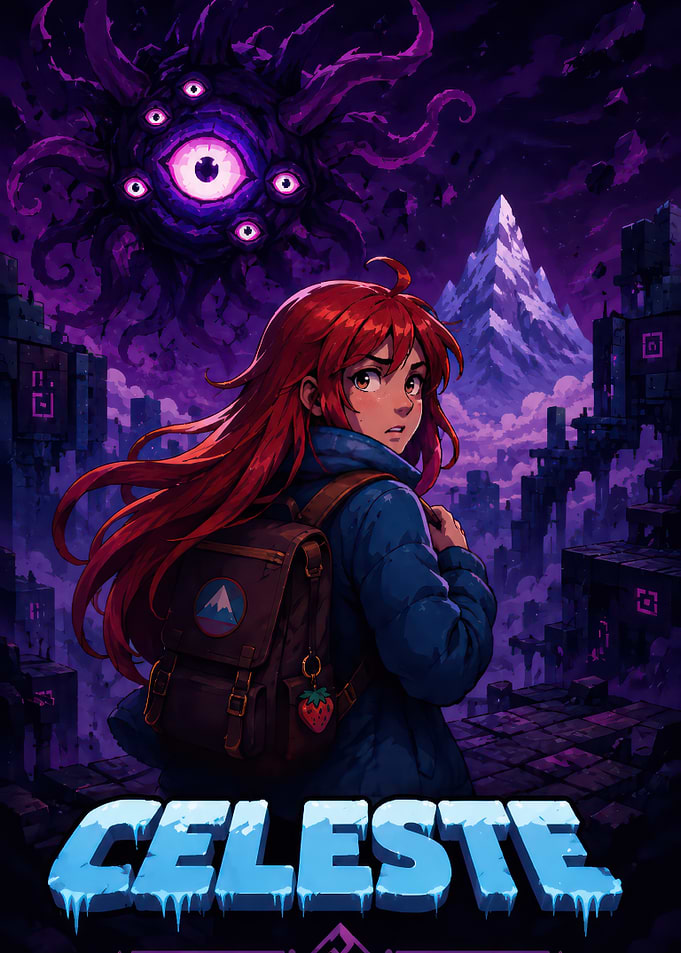 Celeste Game Pixel Art Poster