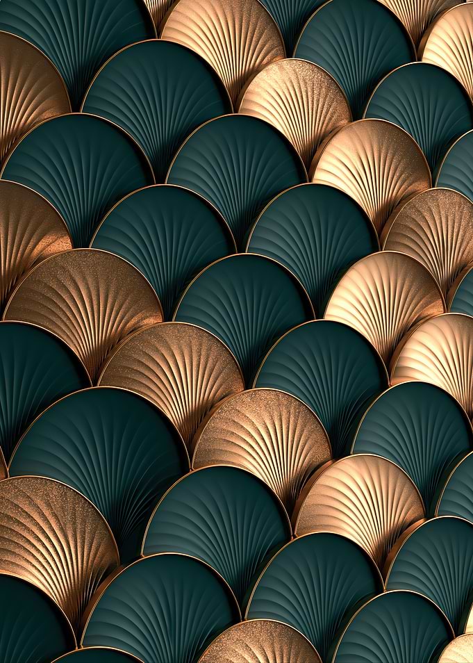 Art Deco Teal and Gold Pattern