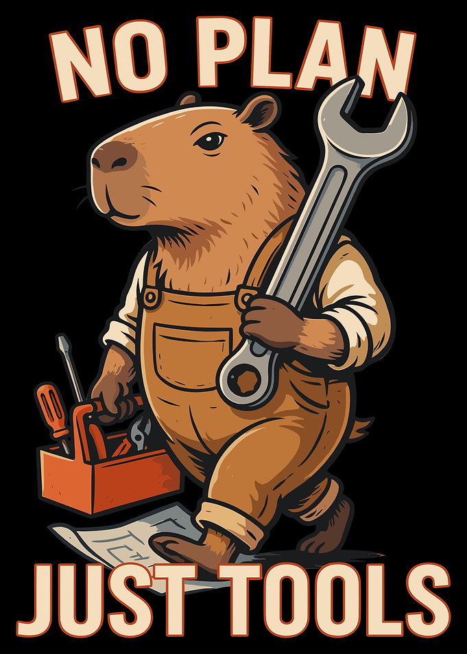 Capybara Mechanic No Plan Just Tools
