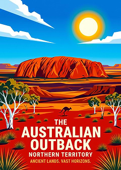 Australian Outback Travel Poster — retro travel art printed on metal
