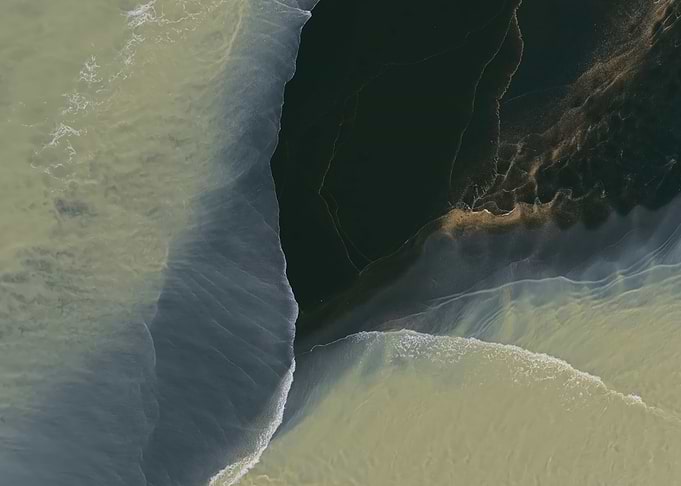 Aerial View of Contrasting Water Currents