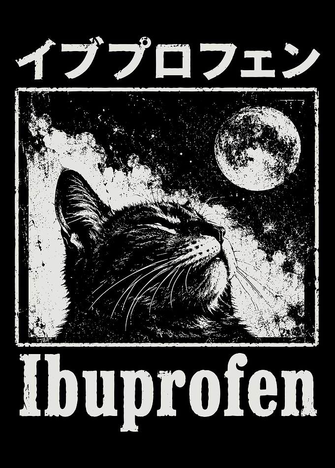 Ibuprofen Cat Moon Graphic
