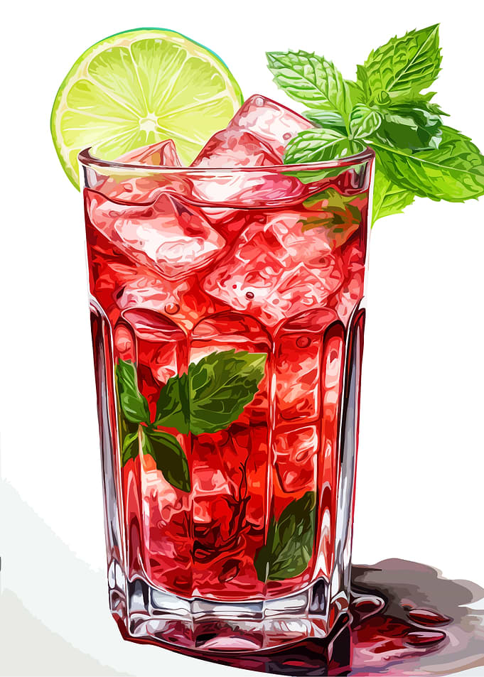 Refreshing Red Berry Mojito Cocktail