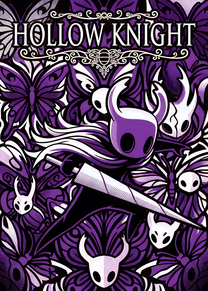 Hollow Knight Purple Butterfly Pattern Poster
