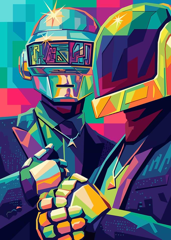 Colorful Pop Art Daft Punk Portrait