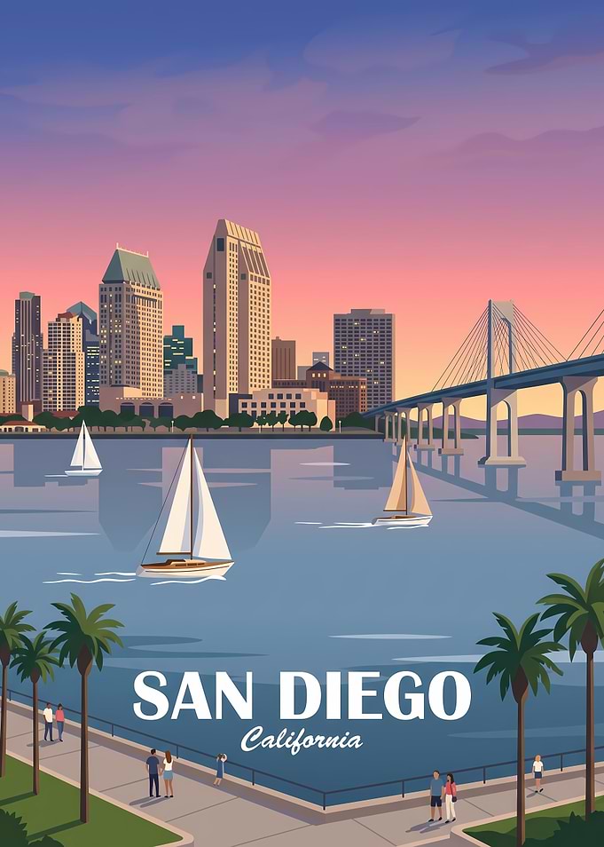 San Diego California Travel Poster
