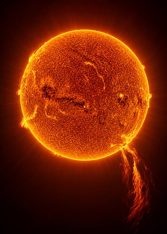 Fiery Solar Flare and Sun Surface