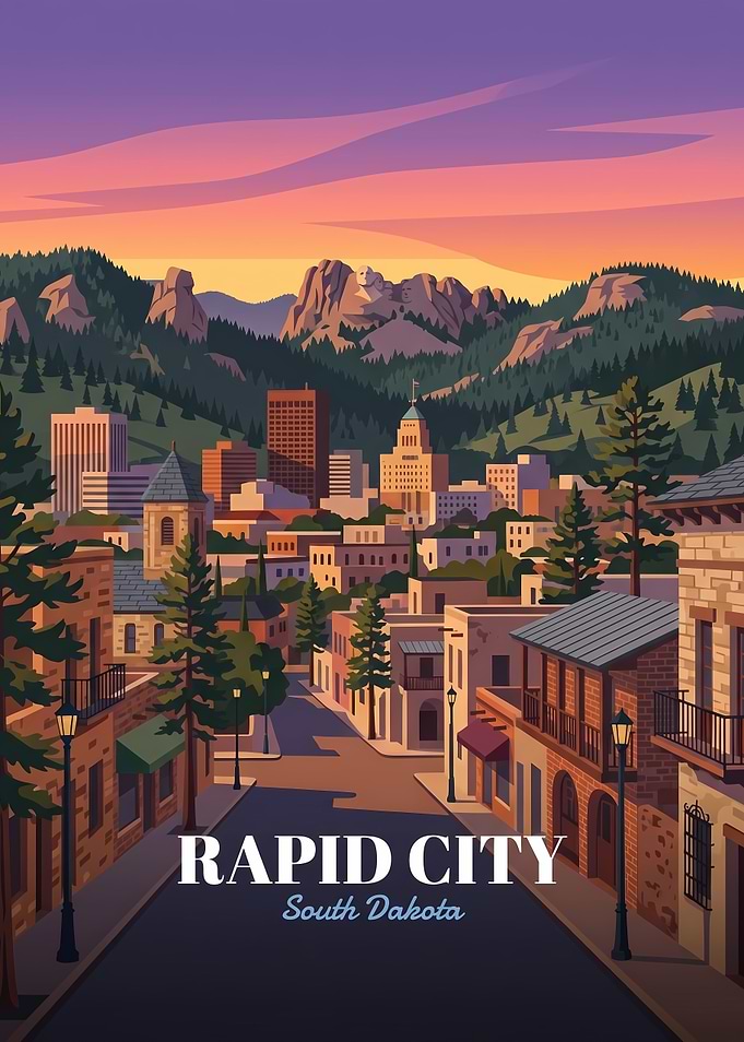 Rapid City South Dakota Travel Poster