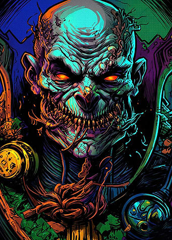 Neon Horror Zombie Portrait