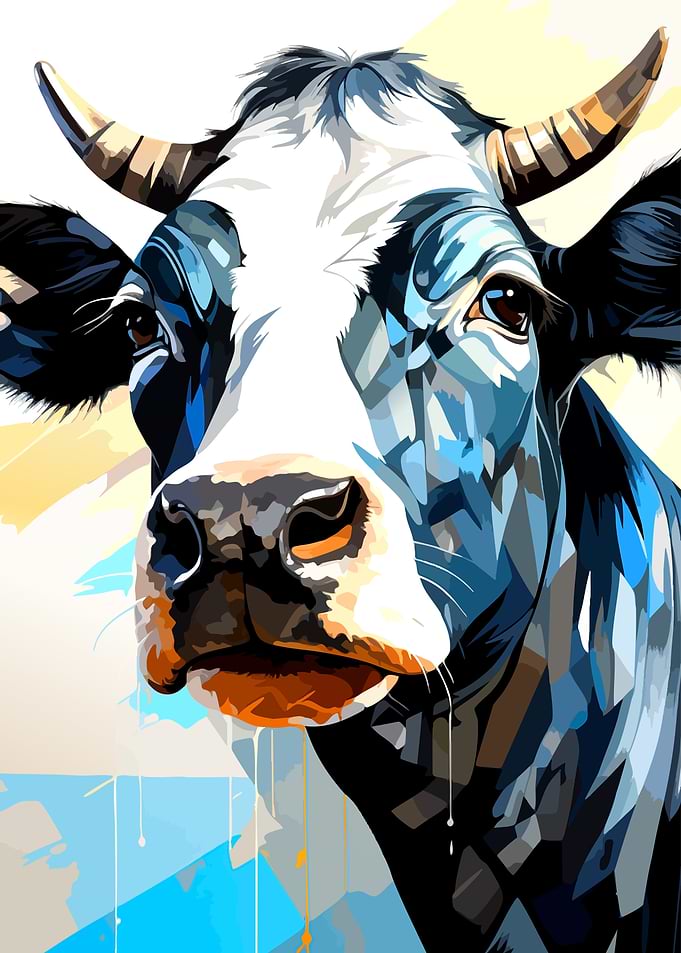 Abstract Pop Art Cow Portrait