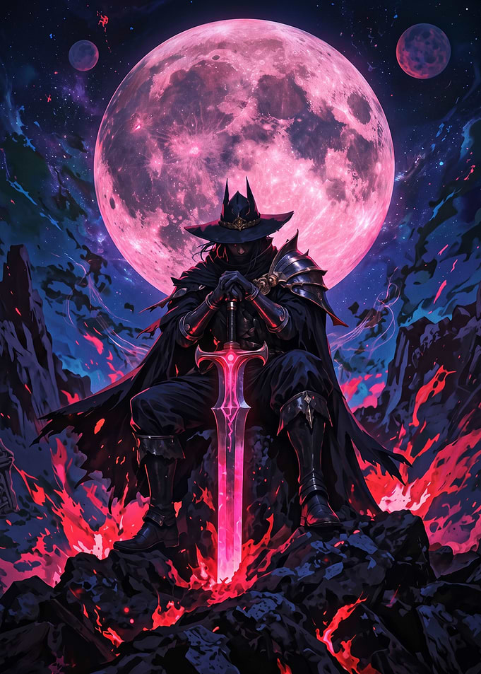 Dark Knight with Glowing Sword