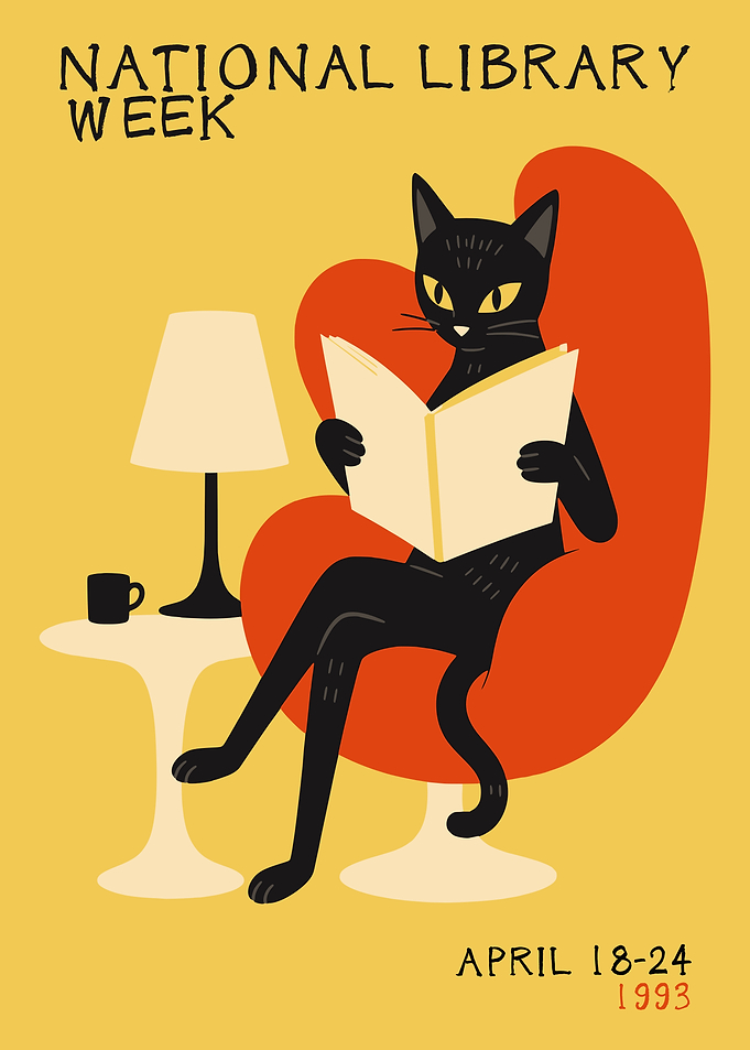 National Library Week 1993 Cat Poster
