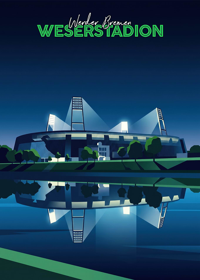 Werder Bremen Weserstadion Night Poster