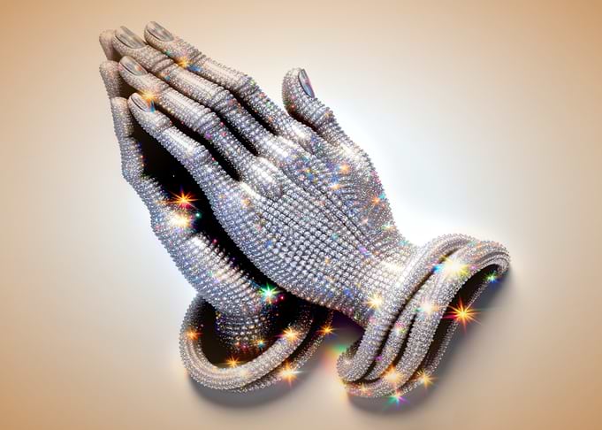 Diamond Encrusted Praying Hands Sculpture