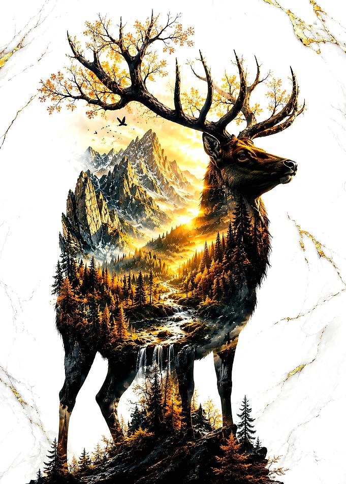 Double Exposure Deer Mountain Landscape