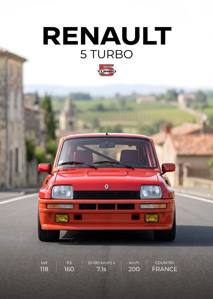 Renault 5 Turbo Automotive Poster