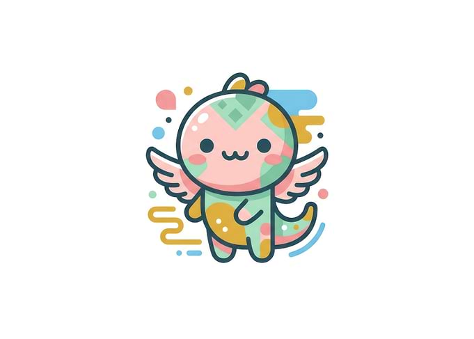 Cute Kawaii Winged Dinosaur Illustration