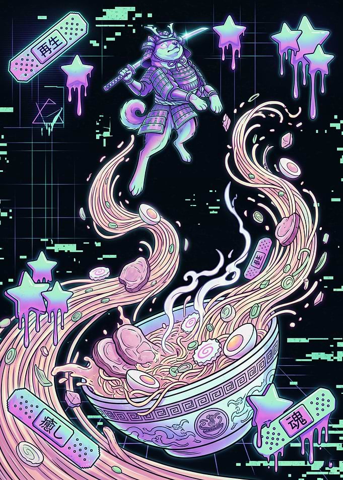 Samurai Shiba Ramen Digital Art