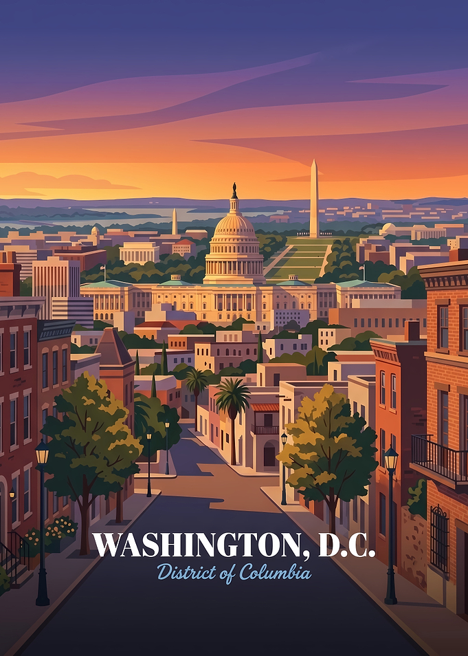 Washington D.C. Sunset Travel Poster