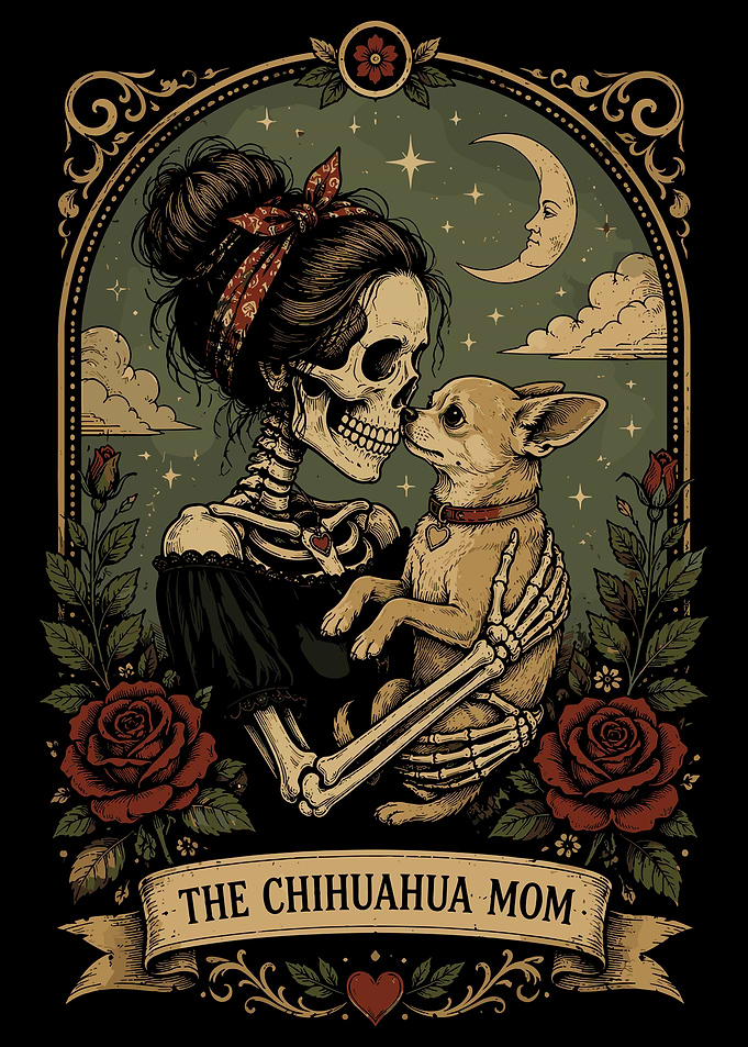 The Chihuahua Mom Skeleton Illustration