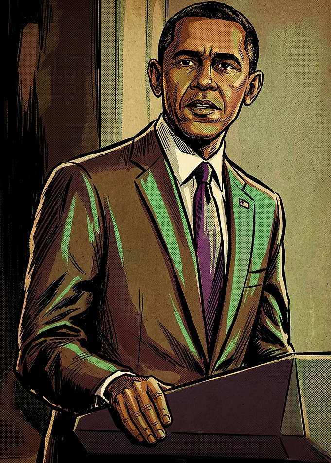 Barack Obama Comic Style Portrait