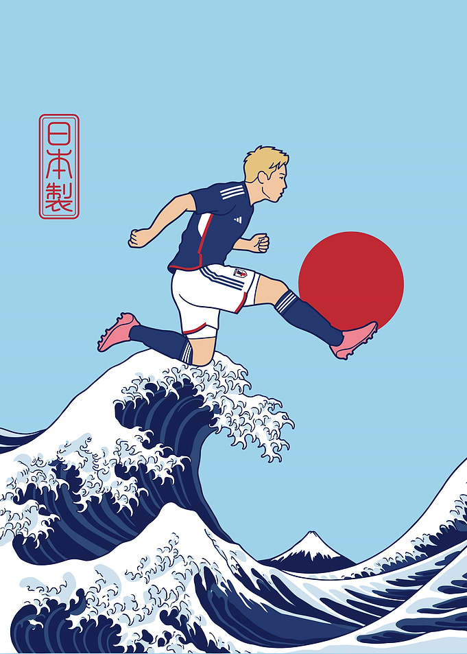 Japanese Soccer Player Great Wave Art