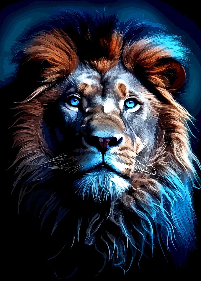 Majestic Lion with Glowing Blue Eyes