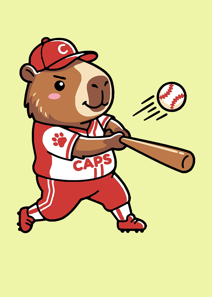 Cute Capybara Baseball Player Illustration