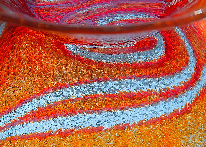 Abstract Swirling Red and Orange Glass