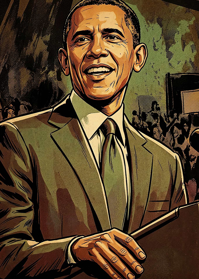 Barack Obama Comic Style Portrait