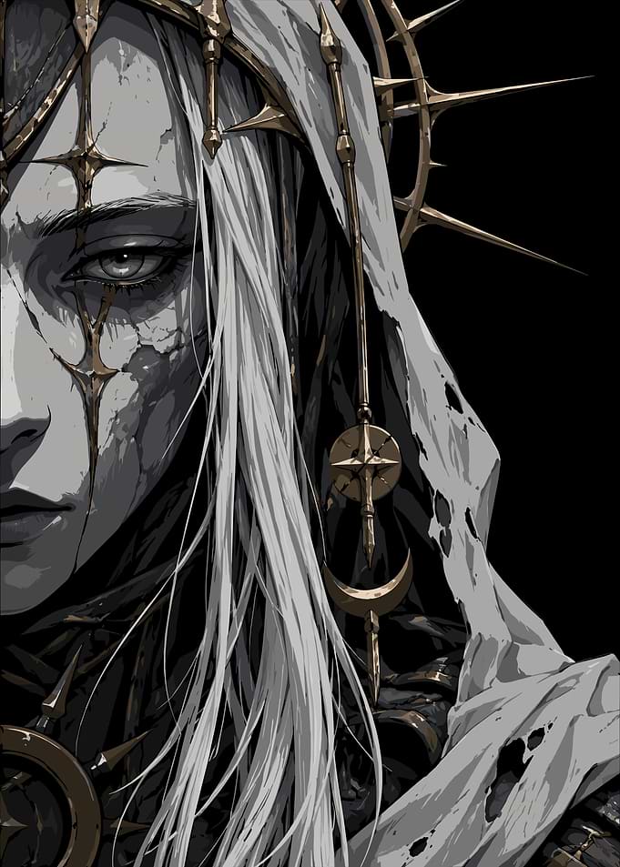 Ethereal Dark Fantasy Priestess Portrait