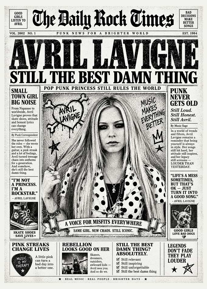 Avril Lavigne Daily Rock Times Poster