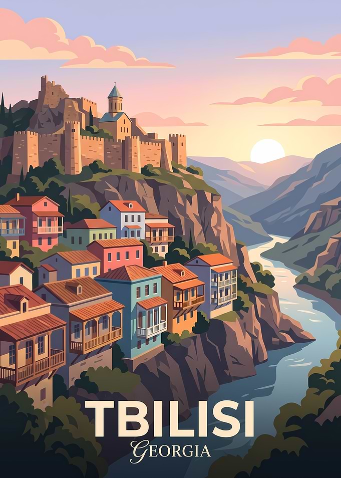 Tbilisi Georgia Vintage Travel Poster