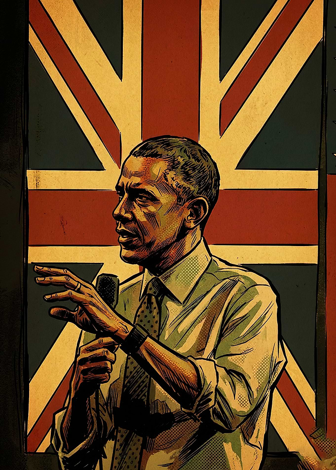 Barack Obama Before Union Jack Flag