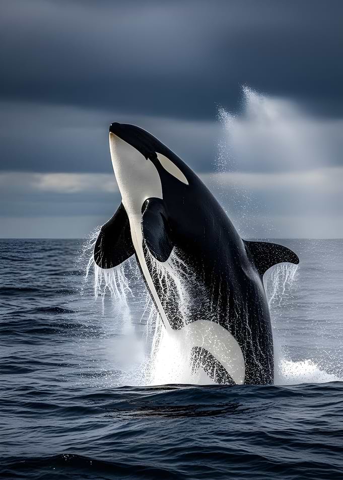 Majestic Orca Breaching the Ocean Surface