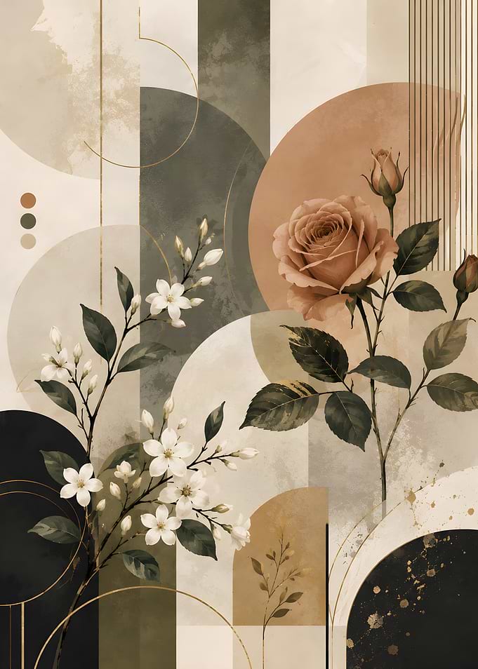 Abstract Floral Geometric Wall Art