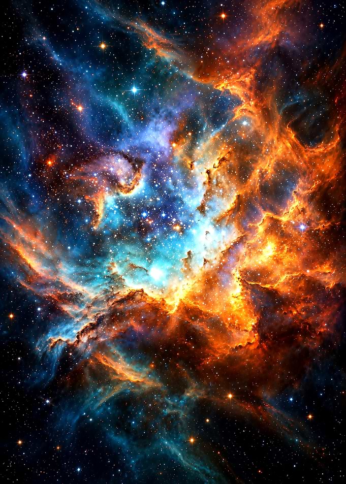 Vibrant Cosmic Nebula and Star Cluster